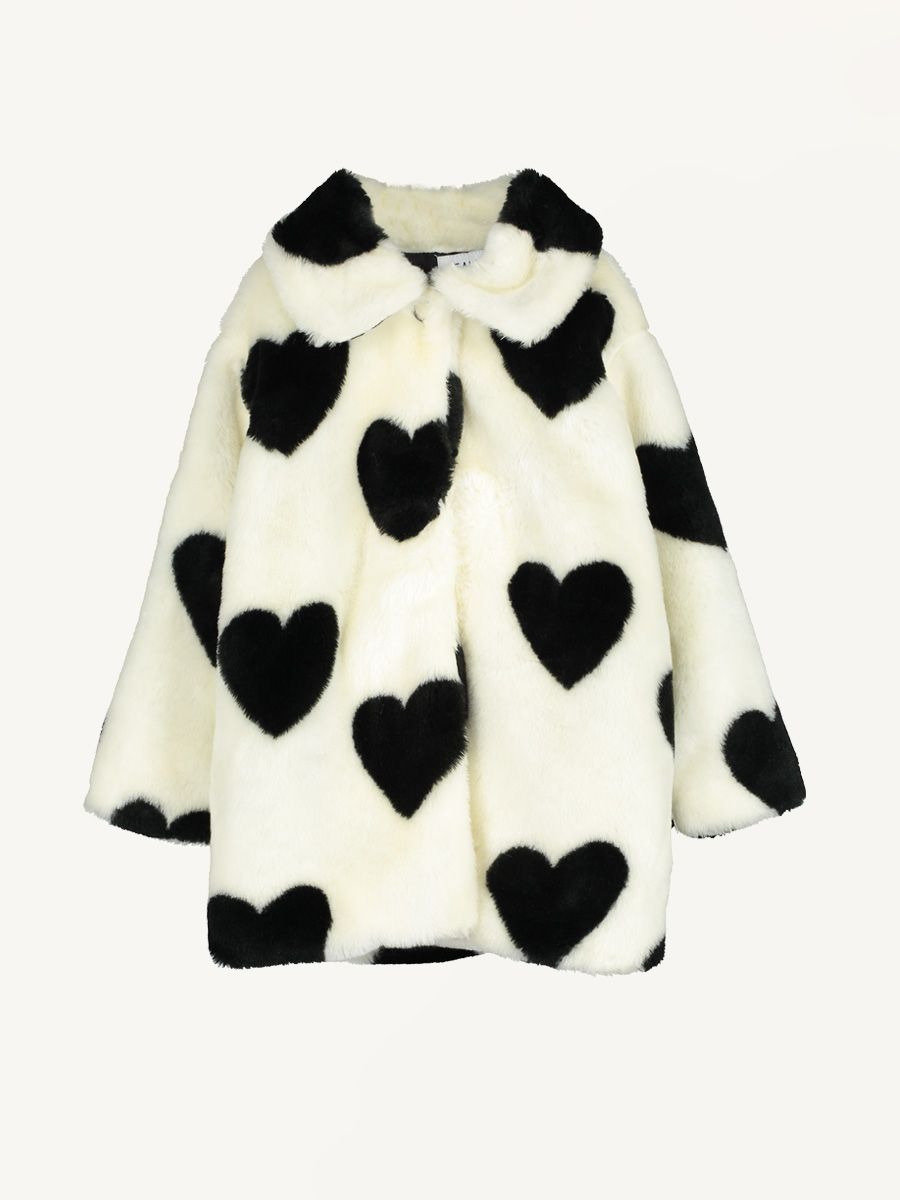 black and white faux fur jacket